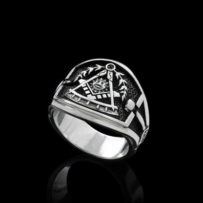 Statement Masons Ring, Personalized Freemason Symbol Ring, Special Design Mason Ring by SWISS PLUS - Mason Collection - view 