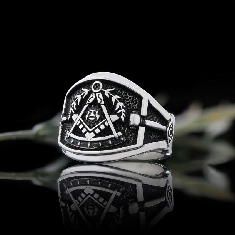 Statement Masons Ring, Personalized Freemason Symbol Ring, Special Design Mason Ring