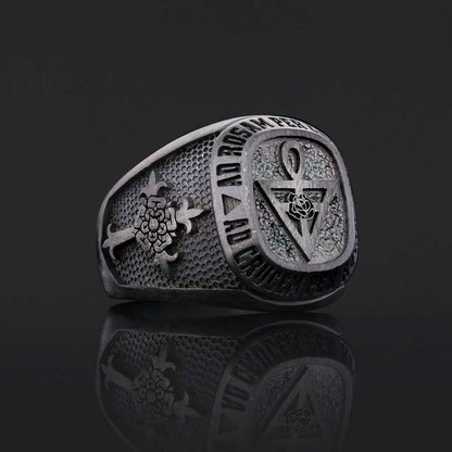 Special Design Rose Crucis Silver Ring, Amorc Jewelry, Spiritual Emblem of the AMORC Ring by SWISS PLUS - Rosae Crucis Collec