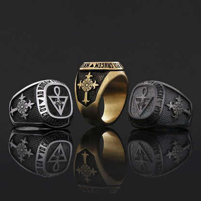 Special Design Rose Crucis Silver Ring, Amorc Jewelry, Spiritual Emblem of the AMORC Ring by SWISS PLUS - Rosae Crucis Collec