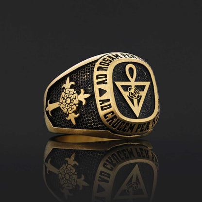 Special Design Rose Crucis Silver Ring, Amorc Jewelry, Spiritual Emblem of the AMORC Ring by SWISS PLUS - Rosae Crucis Collec