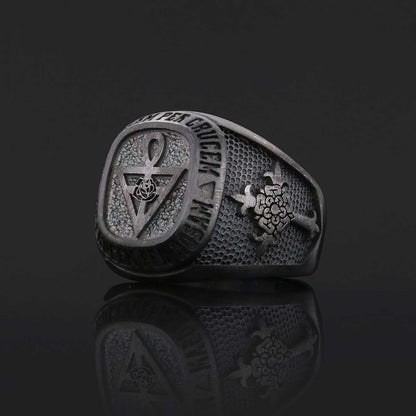 Special Design Rose Crucis Silver Ring, Amorc Jewelry, Spiritual Emblem of the AMORC Ring by SWISS PLUS - Rosae Crucis Collec