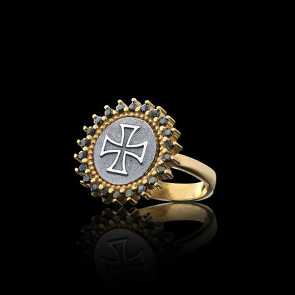 Special Design Round 925 Sterling Silver Christian Cross Stone Women Ring by SWISS PLUS - Christian Collection - view 3