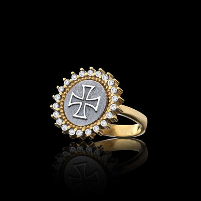 Special Design Round 925 Sterling Silver Christian Cross Stone Women Ring by SWISS PLUS - Christian Collection - view 5