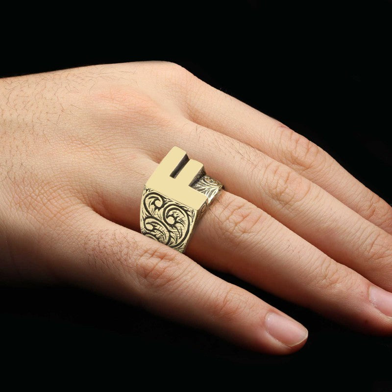 Special Design Silver Celtic Letter F Ring - view 3