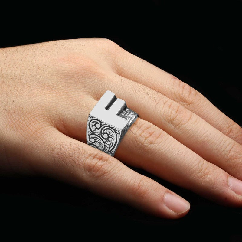 Special Design Silver Celtic Letter F Ring - view 5