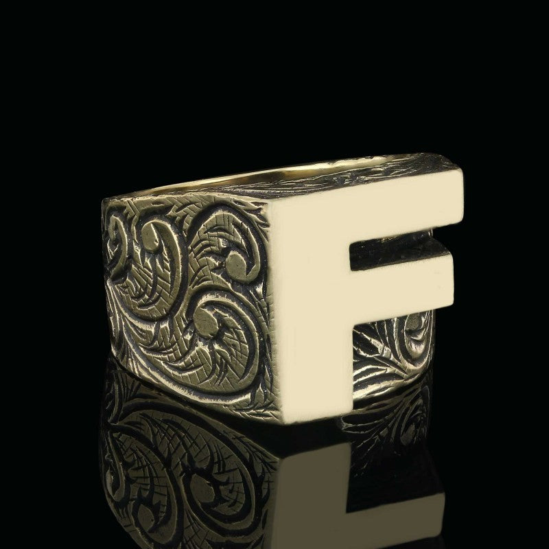 Special Design Silver Celtic Letter F Ring - view 6
