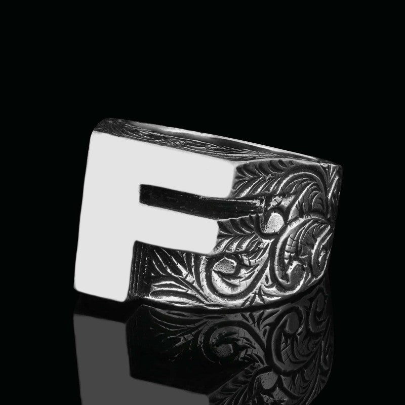 Special Design Silver Celtic Letter F Ring - view 7
