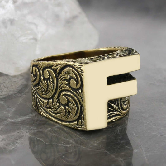 Special Design Silver Celtic Letter F Ring - view 1