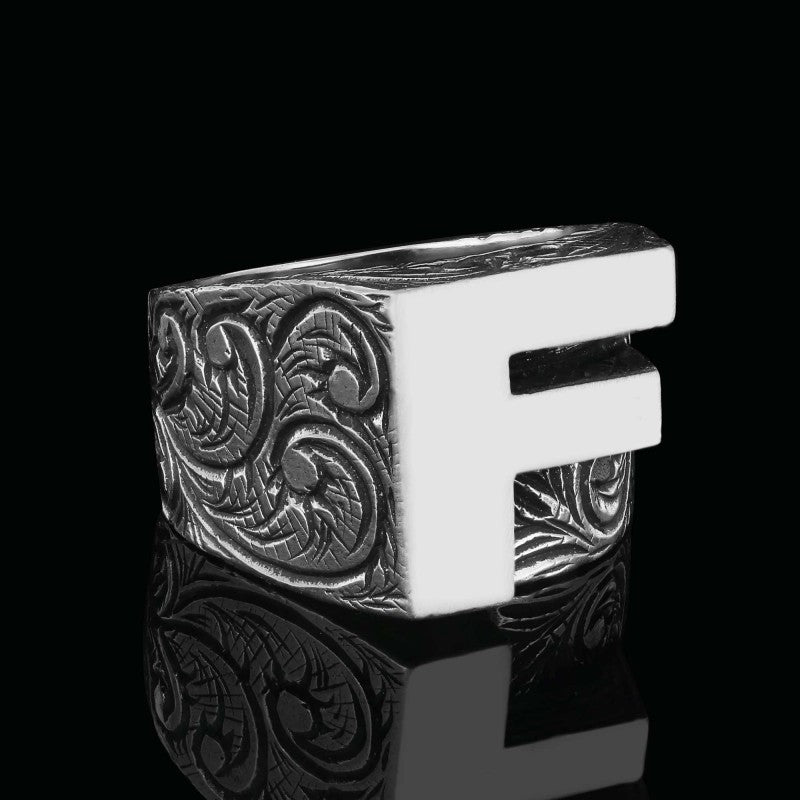 Special Design Silver Celtic Letter F Ring - view 4