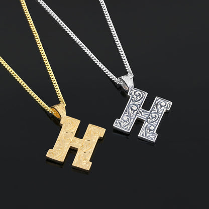 Special Design Silver Letter Monogram H Necklace by SWISS PLUS - Letter Collection - view 6