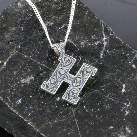 Special Design Silver Letter Monogram H Necklace