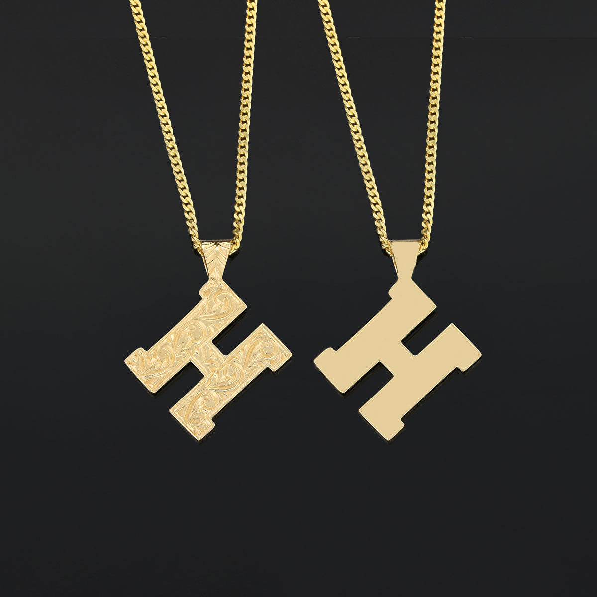 Special Design Silver Letter Monogram H Necklace by SWISS PLUS - Letter Collection - view 2