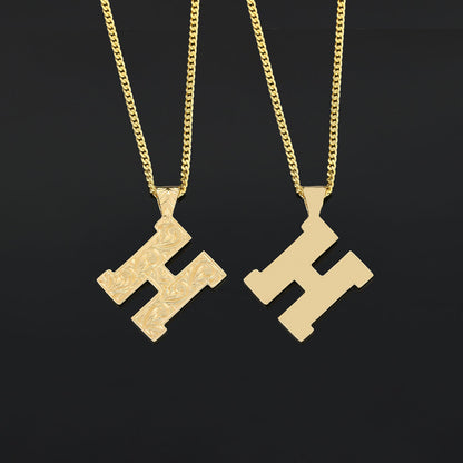 Special Design Silver Letter Monogram H Necklace by SWISS PLUS - Letter Collection - view 2