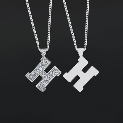 Special Design Silver Letter Monogram H Necklace by SWISS PLUS - Letter Collection - view 3