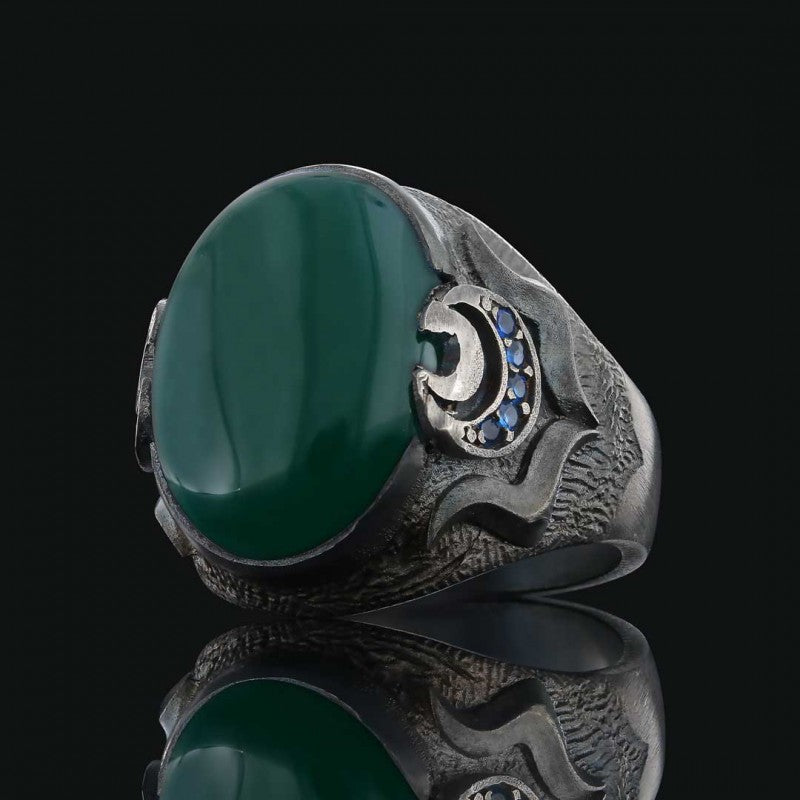 Lapis Stone Silver Men Ring by SWISS PLUS - Unique Design Rings - view 2