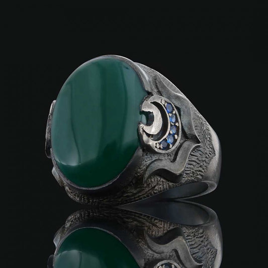 Lapis Stone Silver Men Ring by SWISS PLUS - Unique Design Rings - view 2