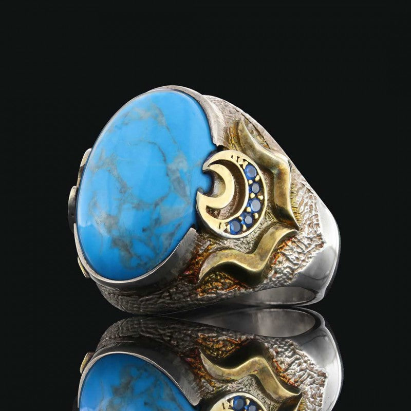 Lapis Stone Silver Men Ring - view 4