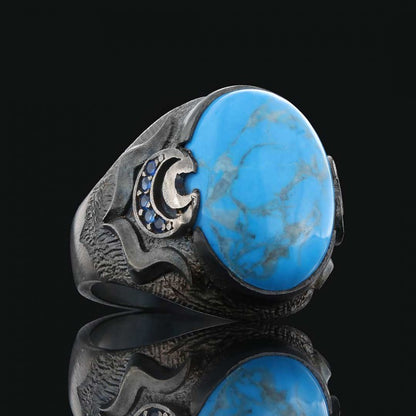 Lapis Stone Silver Men Ring by SWISS PLUS - Unique Design Rings - view 5