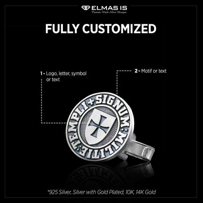 Special Design Silver Templi Signum Militie Masonic Cufflink by SWISS PLUS - Mason Collection - view 5