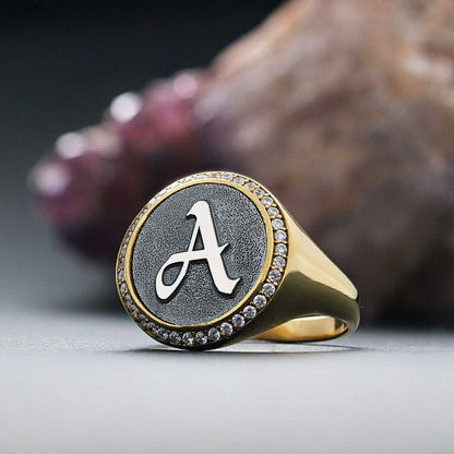 Special Design Siterling Silver Monogram Letter A Women Ring by SWISS PLUS - Letter Collection
