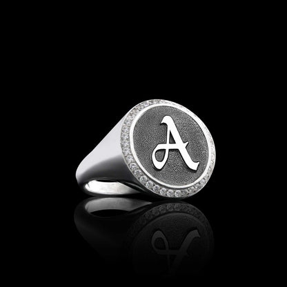 Special Design Siterling Silver Monogram Letter A Women Ring by SWISS PLUS - Letter Collection - view 2