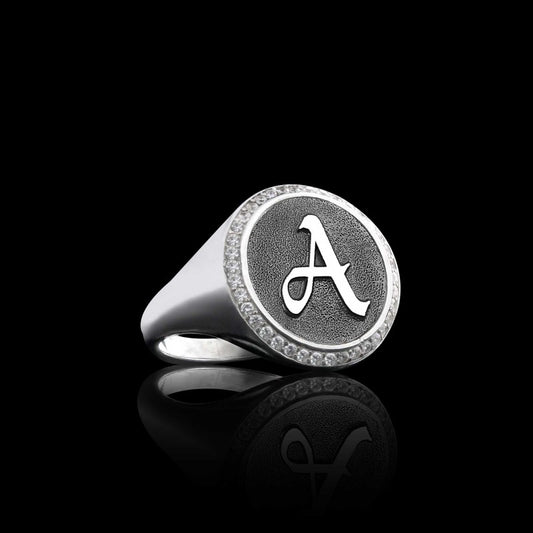 Special Design Siterling Silver Monogram Letter A Women Ring by SWISS PLUS - Letter Collection - view 2