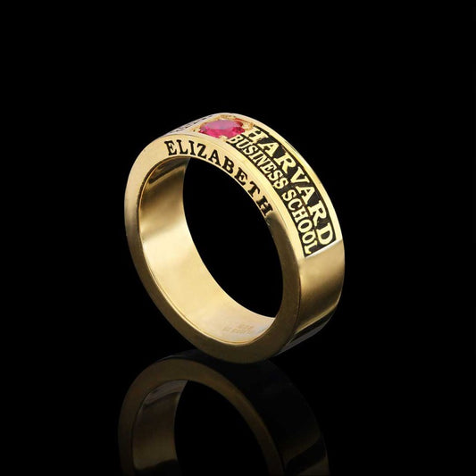 Special Design Steerling Silver Harvard Business School Class Band Ring