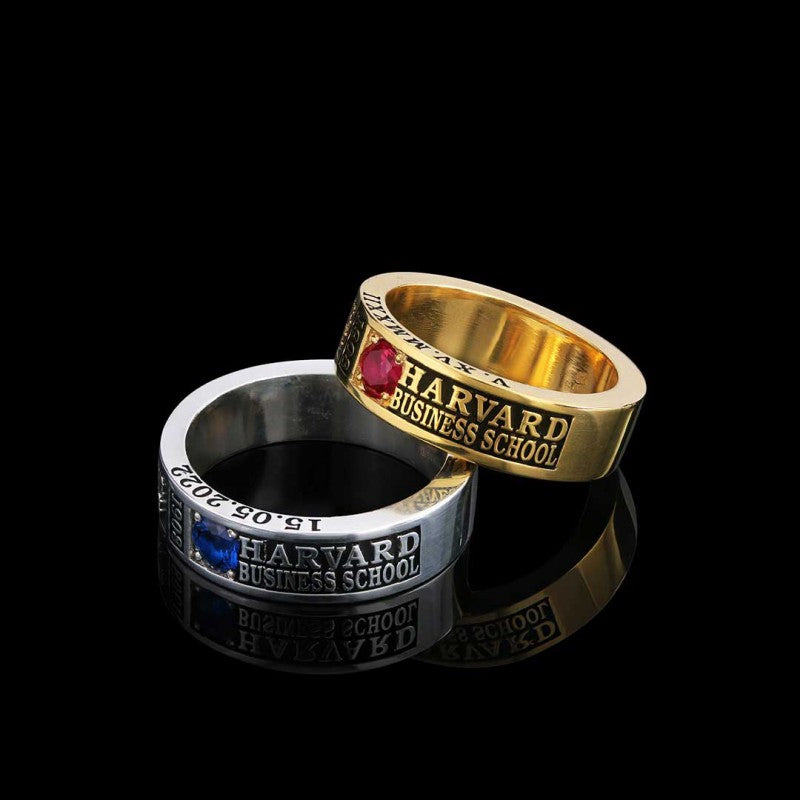 Special Design Steerling Silver Harvard Business School Class Band Ring