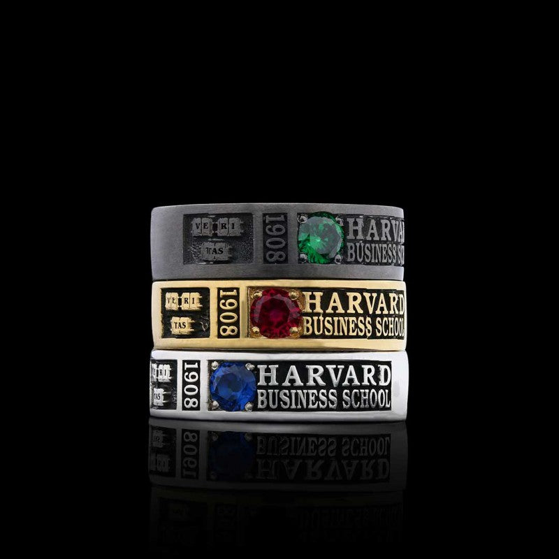 Special Design Steerling Silver Harvard Business School Class Band Ring