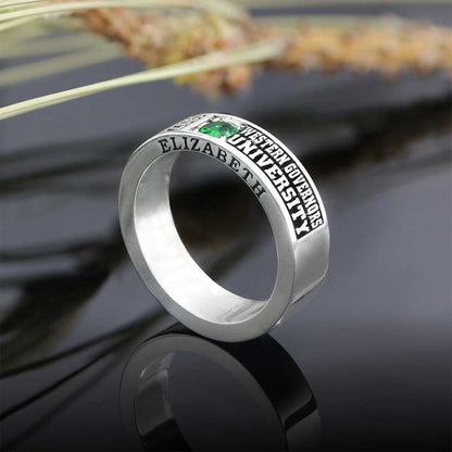 Special Design Steerling Silver Western Governors Universty Class Band Ring by SWISS PLUS - Custom College Class Rings