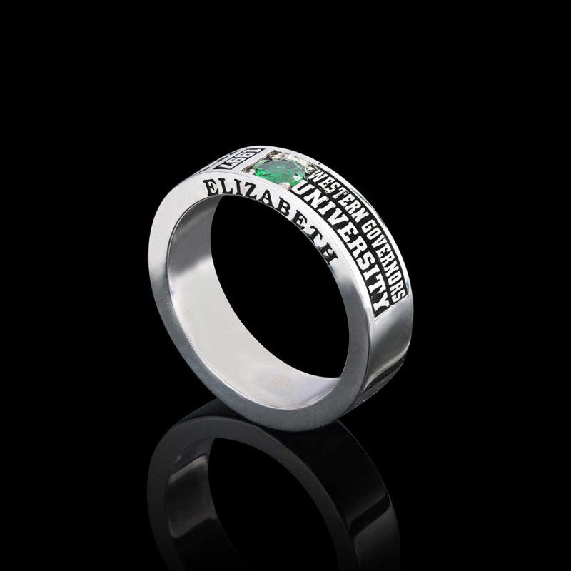 Special Design Steerling Silver Western Governors Universty Class Band Ring