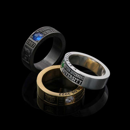 Special Design Steerling Silver Western Governors Universty Class Band Ring by SWISS PLUS - Custom College Class Rings - view