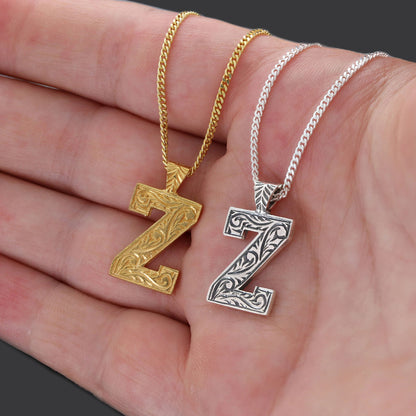 Special Design Sterling Silver Handmade Monogram Z Letter Necklace by SWISS PLUS - Letter Collection - view 5