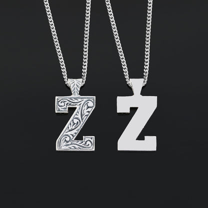 Special Design Sterling Silver Handmade Monogram Z Letter Necklace by SWISS PLUS - Letter Collection - view 3