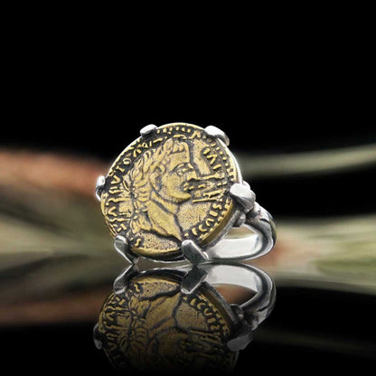Special Design Sterling Silver Old Rome Coin Women Ring by SWISS PLUS - 925 Sterling Silver Rings for Men & Women