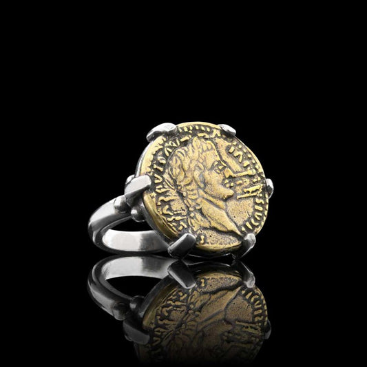 Special Design Sterling Silver Old Rome Coin Women Ring