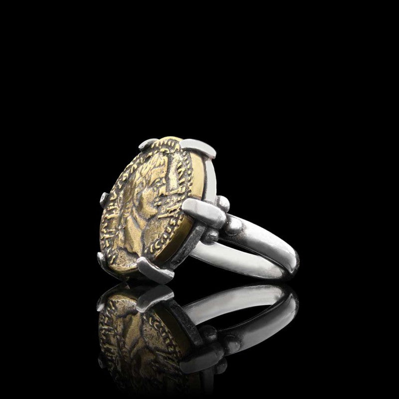 Special Design Sterling Silver Old Rome Coin Women Ring