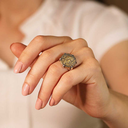 Special Design Sterling Silver Old Rome Coin Women Ring by SWISS PLUS - 925 Sterling Silver Rings for Men & Women - view 5