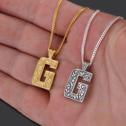 Special Handmade Silver Letter Monogram G Necklace by SWISS PLUS - Letter Collection - view 5