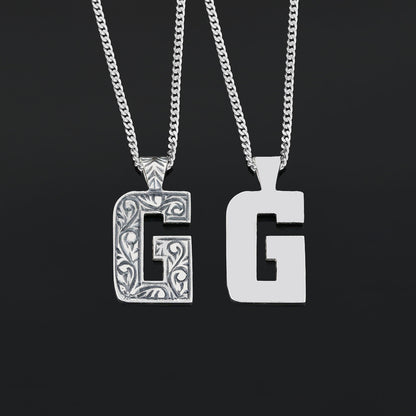 Special Handmade Silver Letter Monogram G Necklace by SWISS PLUS - Letter Collection - view 3