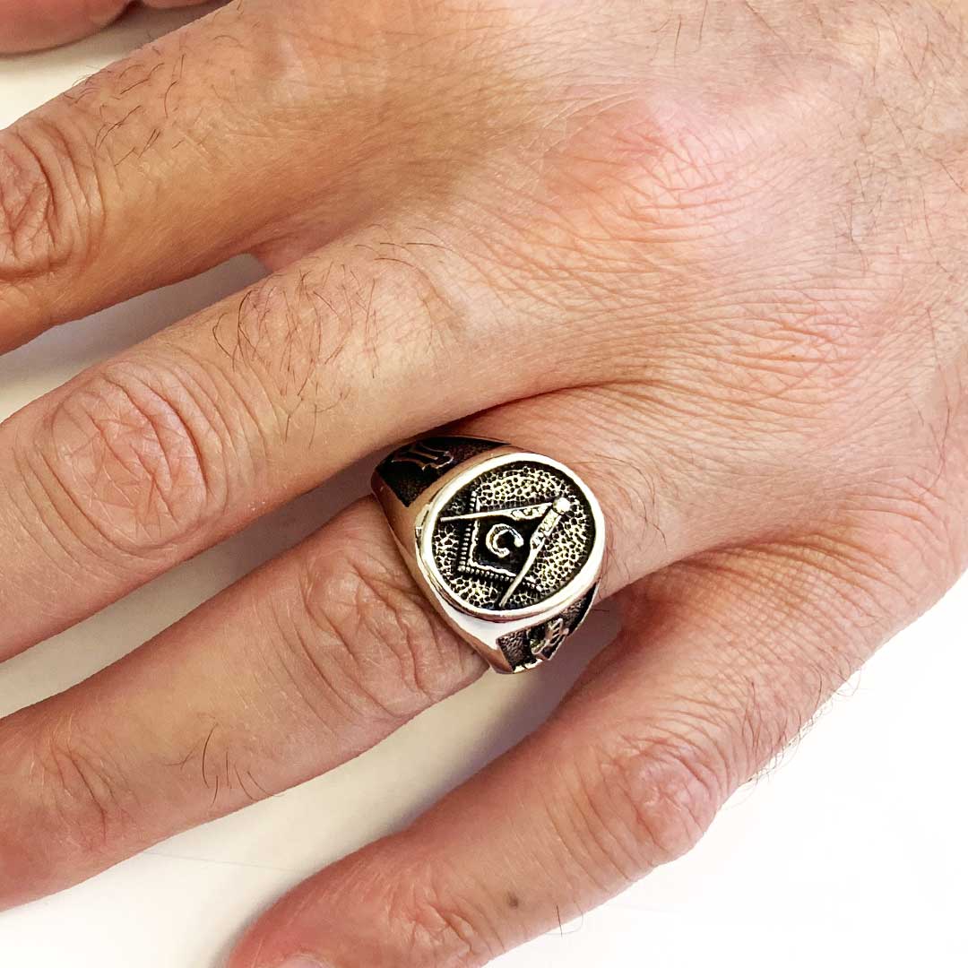 Special Lodge Silver Masonic Ring, Oval Masonic Ring, Master Mason Ring - view 5