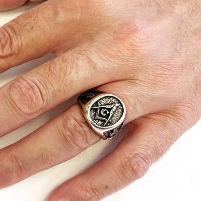 Special Lodge Silver Masonic Ring, Oval Masonic Ring, Master Mason Ring by SWISS PLUS - Mason Collection - view 5