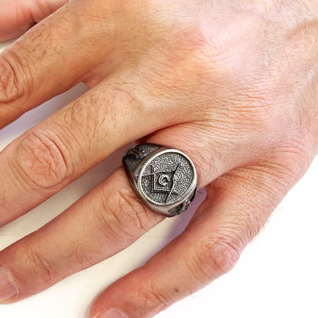 Special Lodge Silver Masonic Ring, Oval Masonic Ring, Master Mason Ring - view 6
