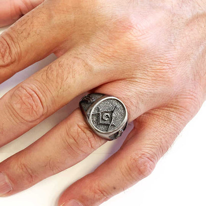Special Lodge Silver Masonic Ring, Oval Masonic Ring, Master Mason Ring by SWISS PLUS - Mason Collection - view 6