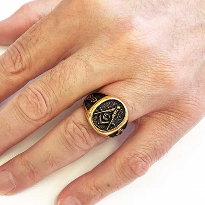 Special Lodge Silver Masonic Ring, Oval Masonic Ring, Master Mason Ring by SWISS PLUS - Mason Collection - view 7