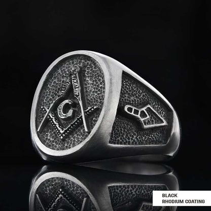 Special Lodge Silver Masonic Ring, Oval Masonic Ring, Master Mason Ring by SWISS PLUS - Mason Collection - view 3