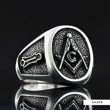 Special Lodge Silver Masonic Ring, Oval Masonic Ring, Master Mason Ring by SWISS PLUS - Mason Collection - view 4
