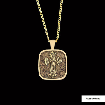 Specially Designed Silver Cross Pendants, Gold Plated Motif Cross Necklace, Square Cross Special Necklace Gold Coating by SWI