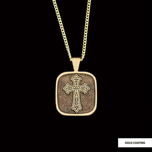 Specially Designed Silver Cross Pendants, Gold Plated Motif Cross Necklace, Square Cross Special Necklace Gold Coating